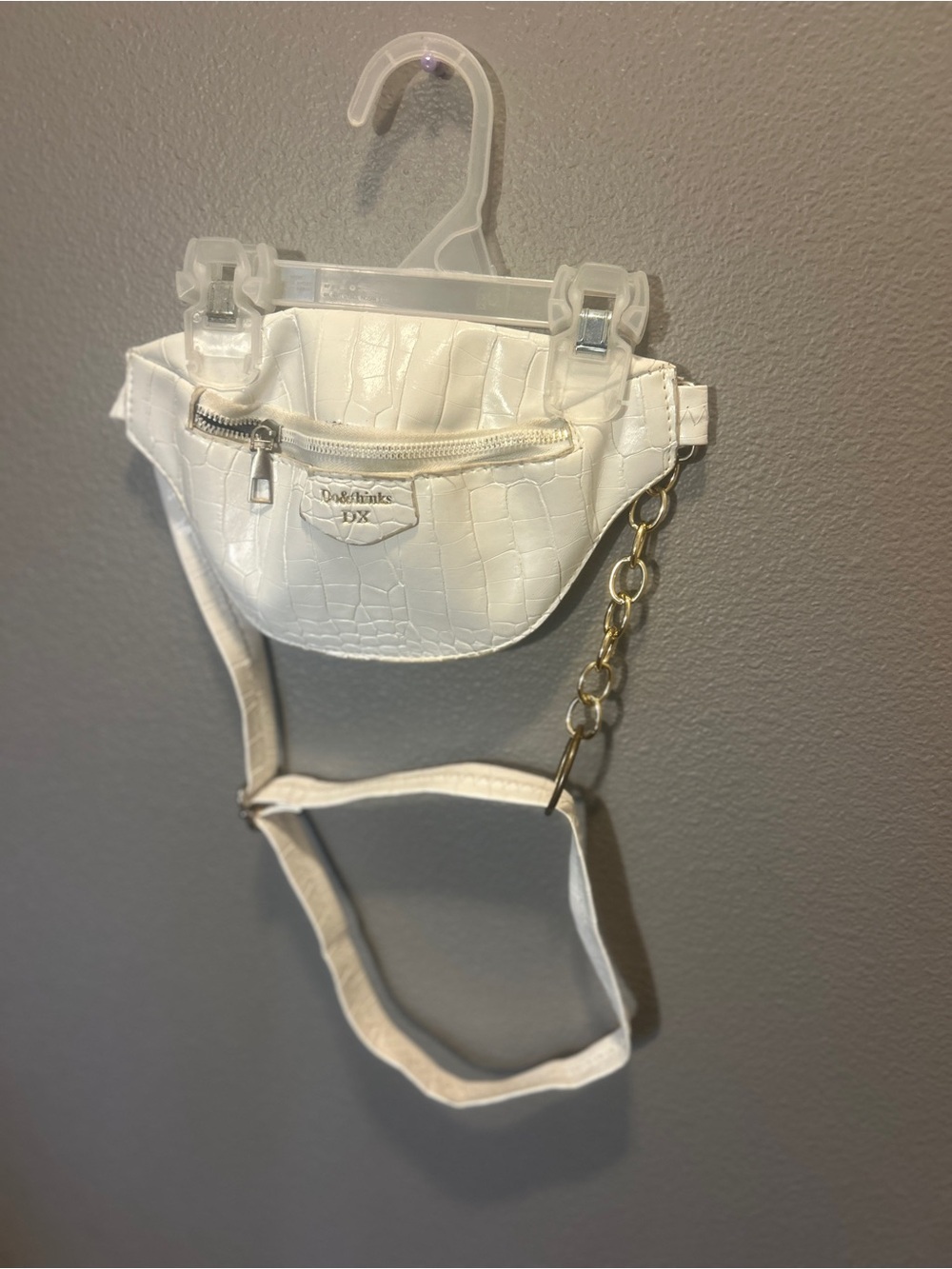 Do & Thinks DX White Croc Embossed Fanny Pack Belt Bag
